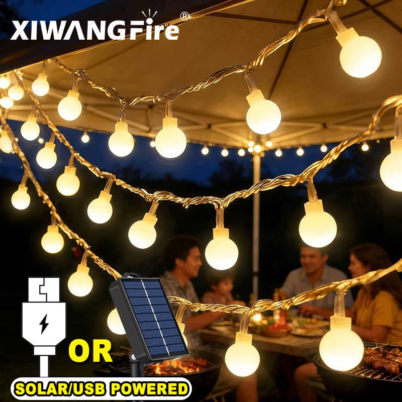 Outdoor Lighting Battery - 3-10M Solar/USB/Battery String Lights, Fairy Globe