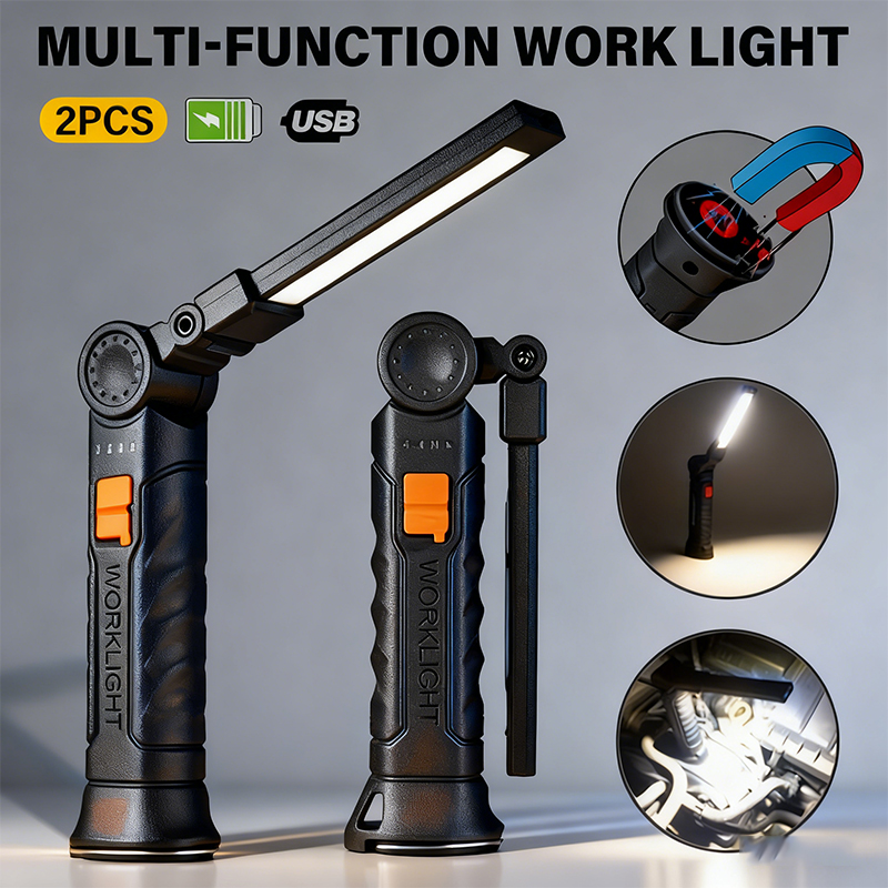 Outdoor Lighting Battery - Portable COB LED Flashlight USB Rechargeable