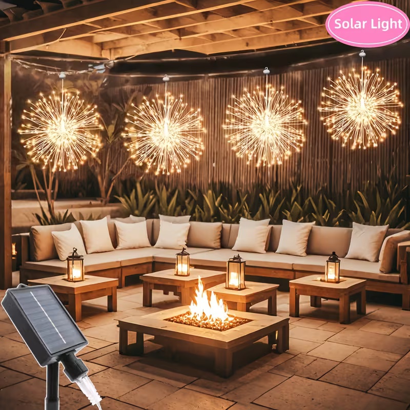 Outdoor Lighting For Your Yard - LED Solar Hanging Firework Lights Eight