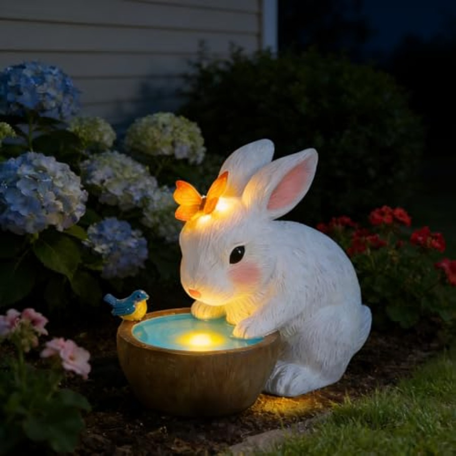 Outdoor Lighting For Home - Solar Bunny Garden Outdoor Statues Decor