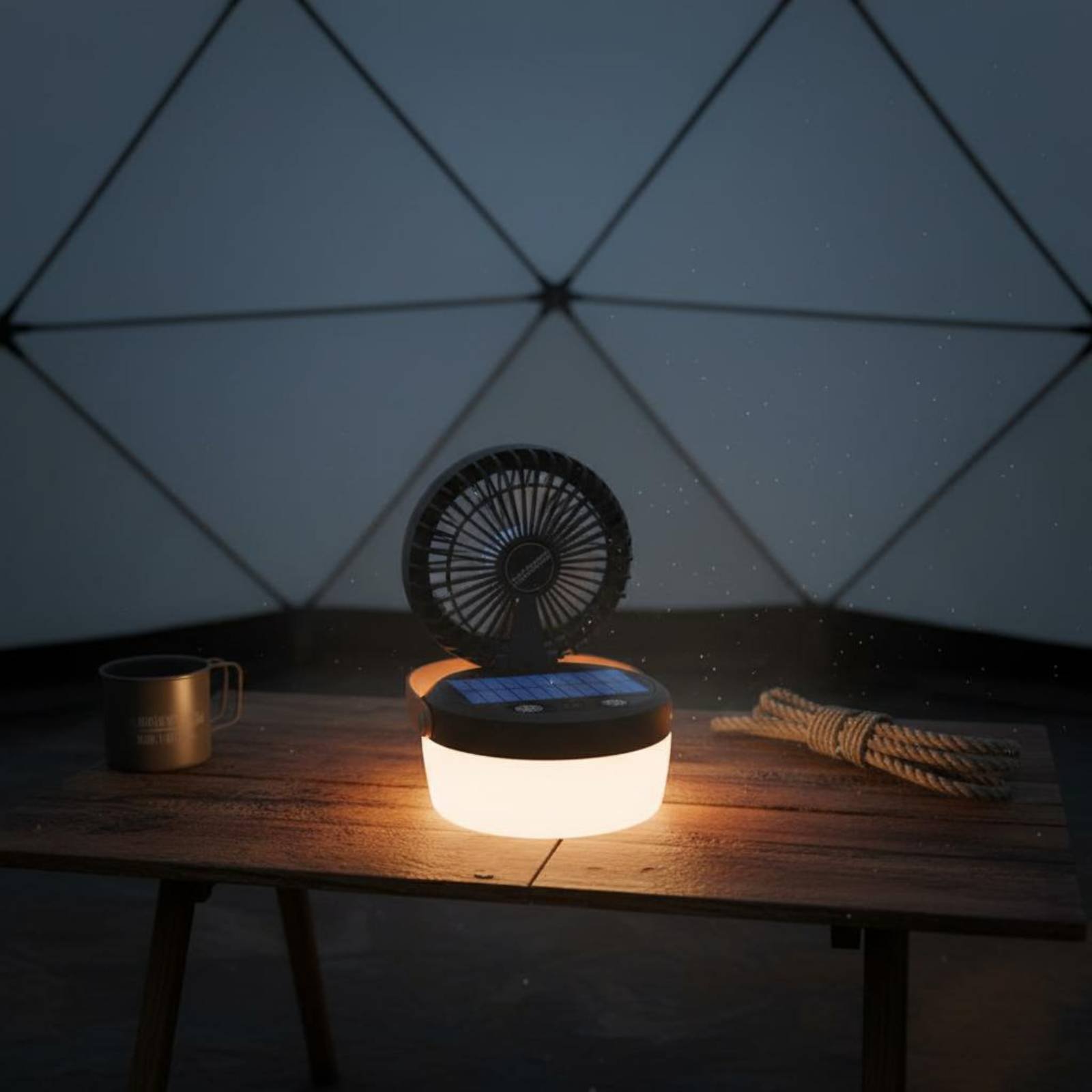 Outdoor Lighting Design - Solar Camping Fan Lantern Foldable Design