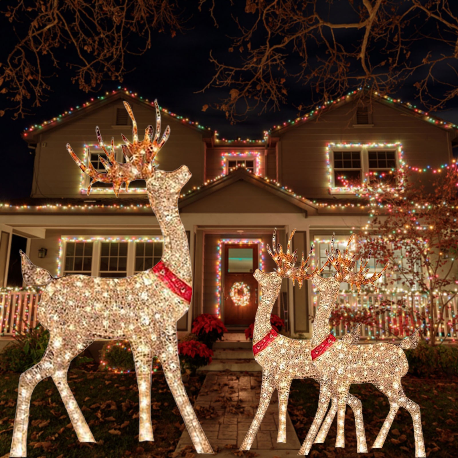 Outdoor Lighting Event - Lighted Christmas Decoration Deer 1piece Winter