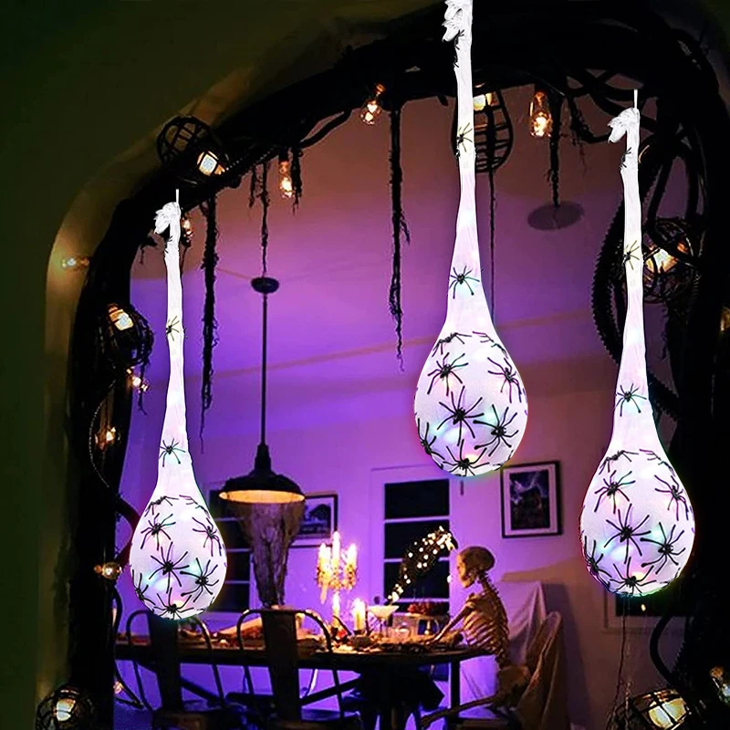 Outdoor Lighting Event - 3pcs Halloween Glowing Spider Egg Hanging