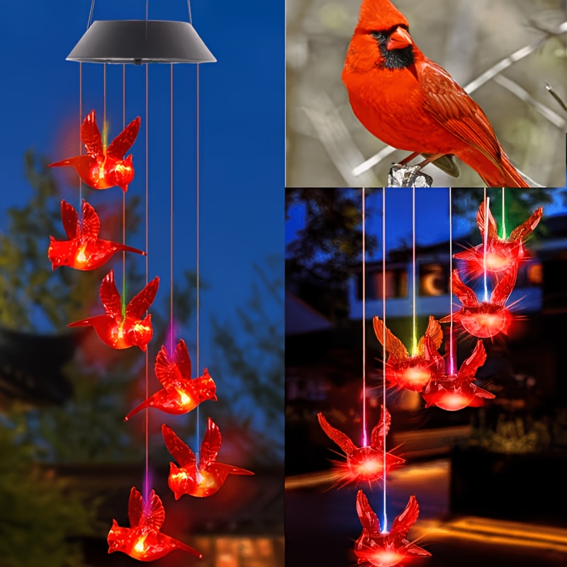 Outdoor Lighting Design - Solar-Powered Flaming Bird Wind Chime Lights