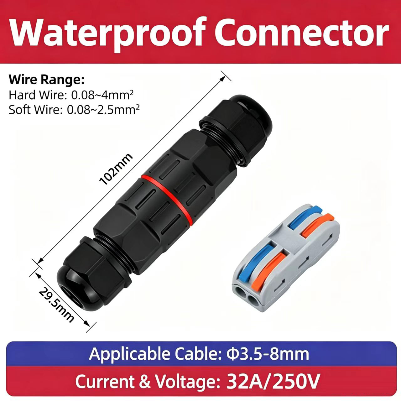 1Pc 2 Pin 3 Pin Wire Connector - Outdoor Lighting Voltage 评论和价格