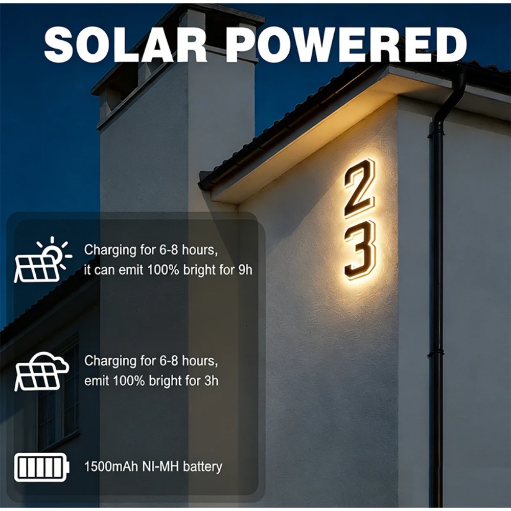 New Solar Address Sign LED Hou - Solar Wall Sconce 评论和价格