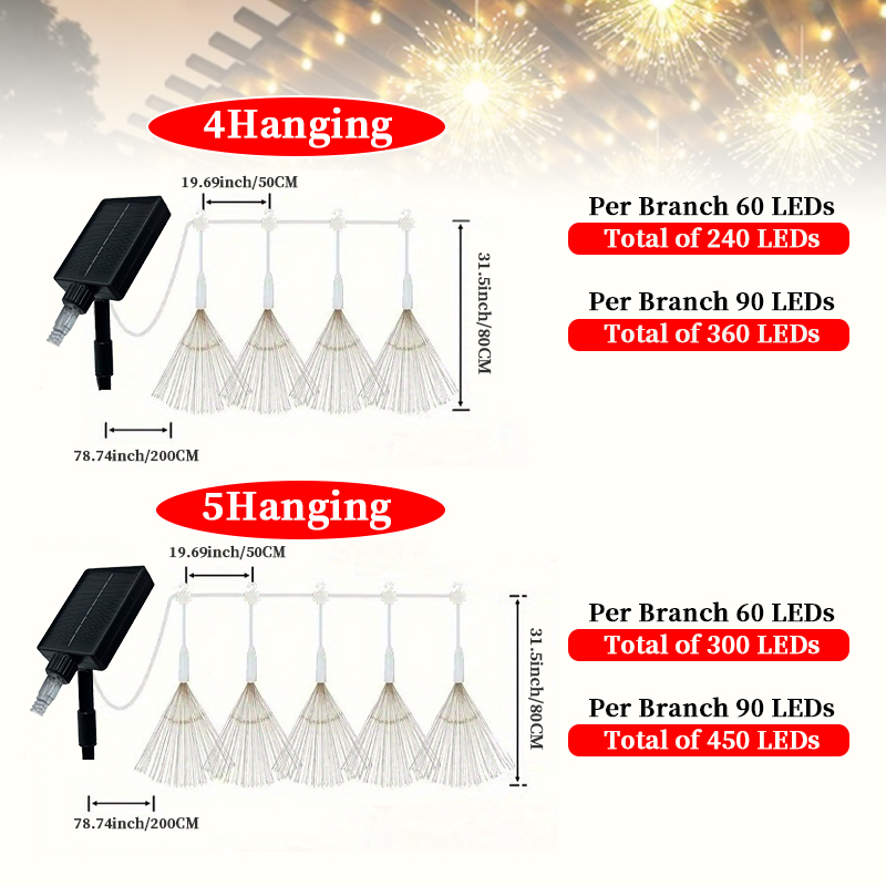 LED Solar Hanging Firework Lig - Outdoor Lighting For Your Yard 评论和价格