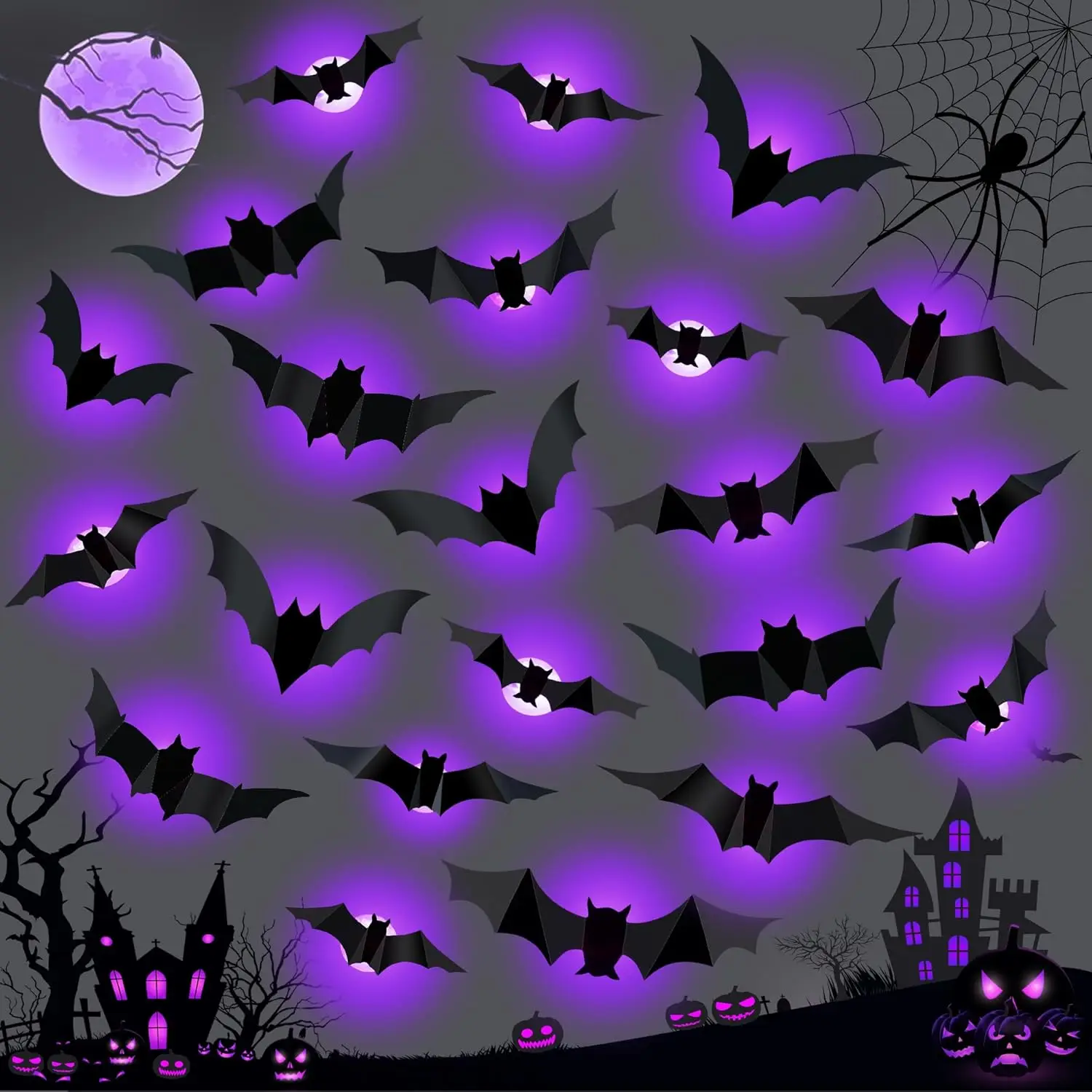 Halloween LED Bats Spider Deco - Outdoor Lighting Event 评论和价格