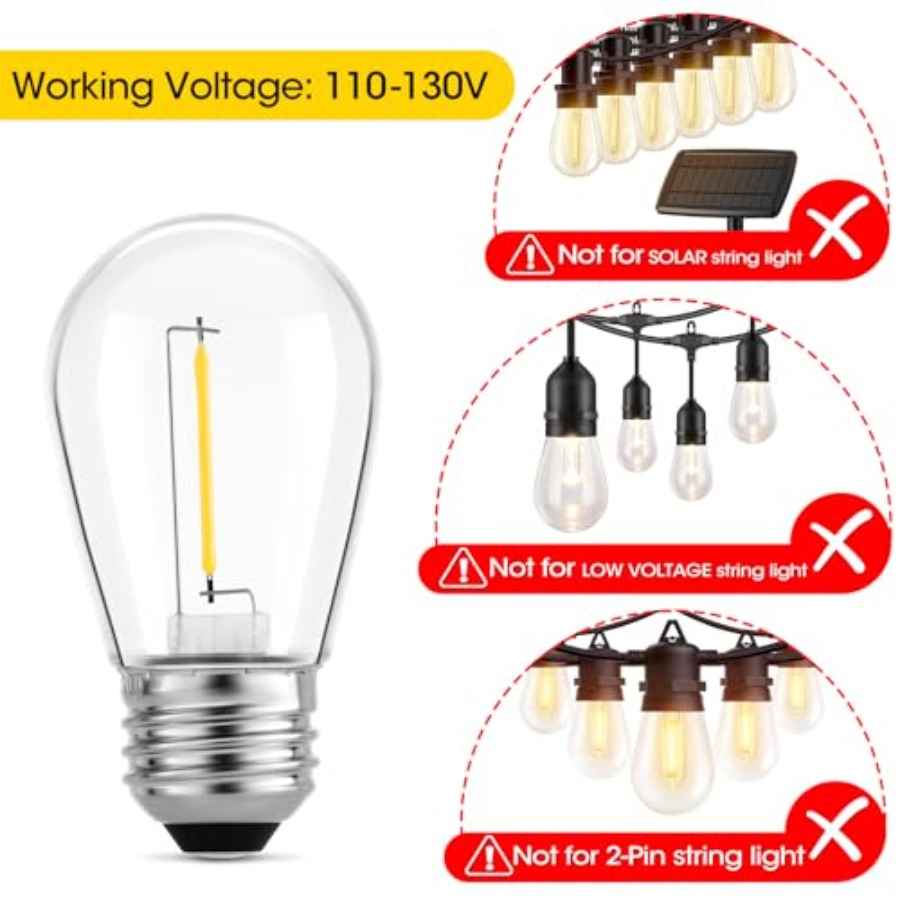 36 Pack S14 LED Bulbs for Outd - Outdoor Lighting Battery 评论和价格