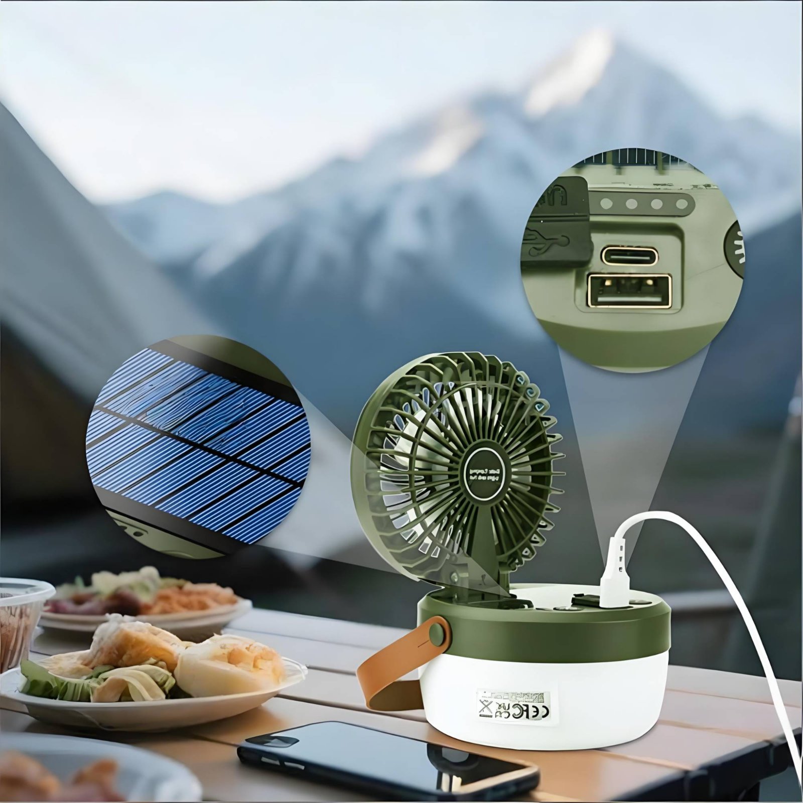 Solar Camping Fan Lantern Fold - Outdoor Lighting Design 评论和价格