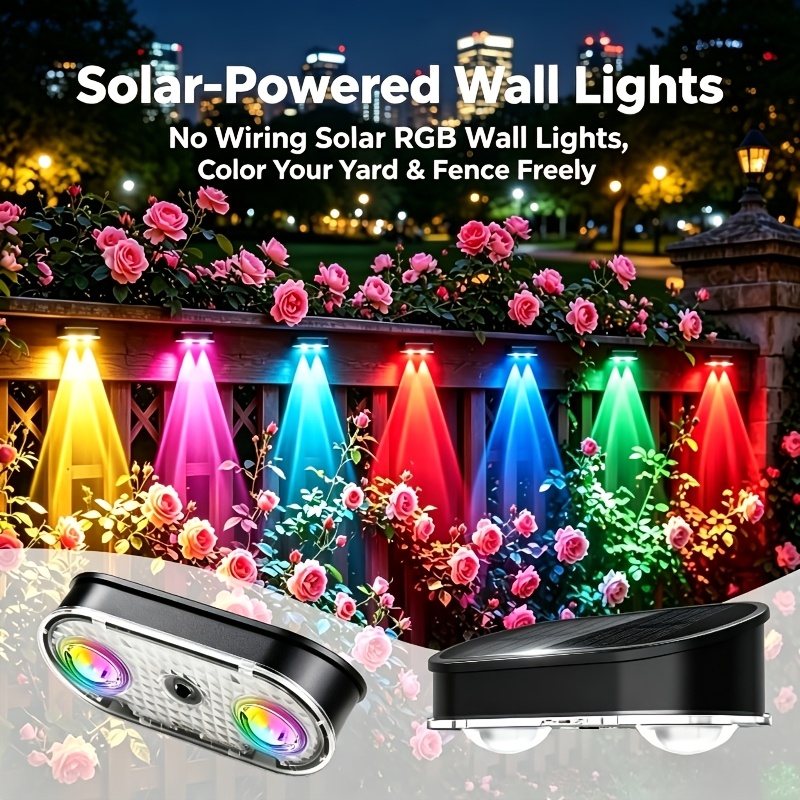 RGB Solar Fence Light IP44, 8  - Solar Wall Sconce 评论和价格