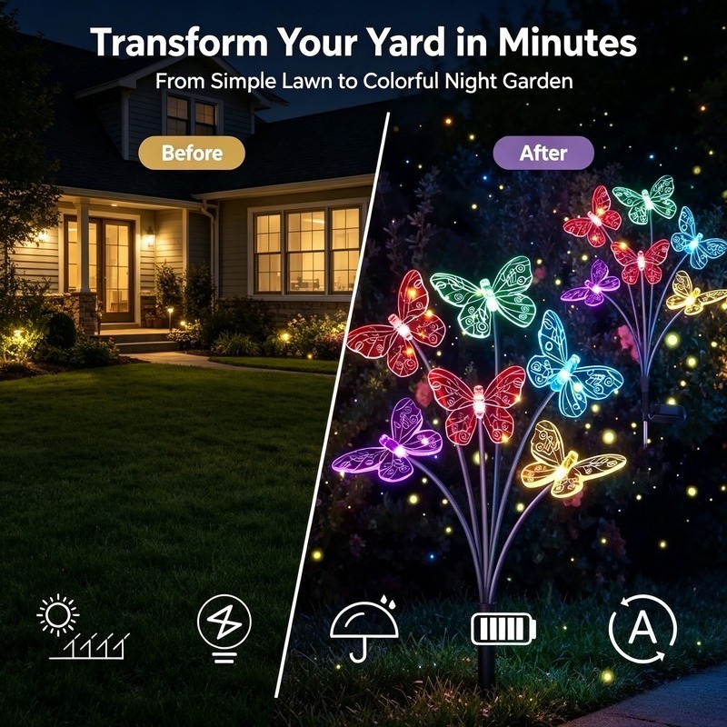 Solar Powered Butterfly Lights - Outdoor Lighting Battery 评论和价格
