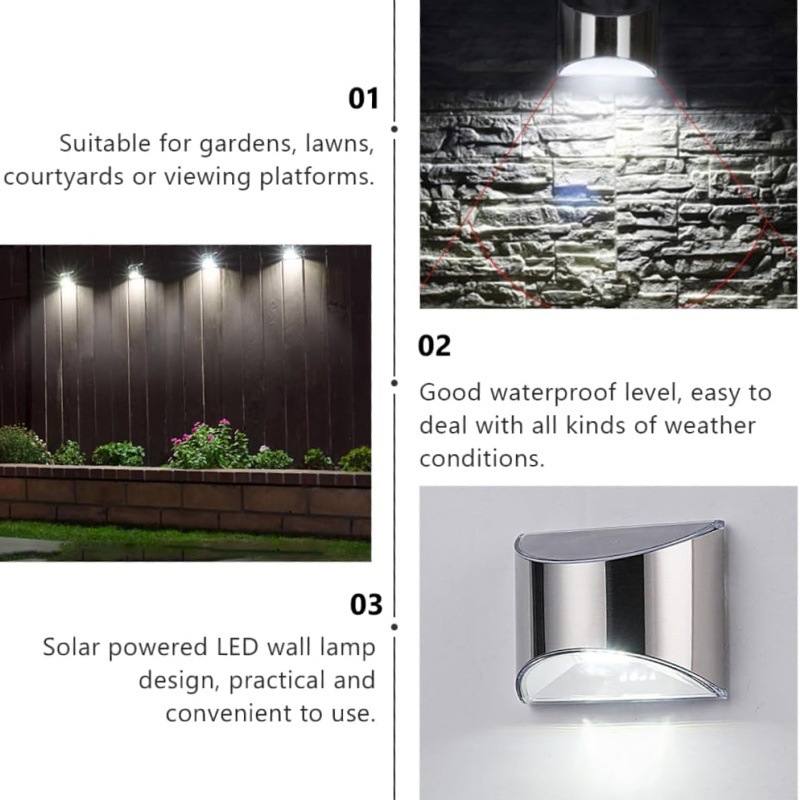 2Pcs Solar Garden Light Stainl - Solar Wall Sconce 评论和价格